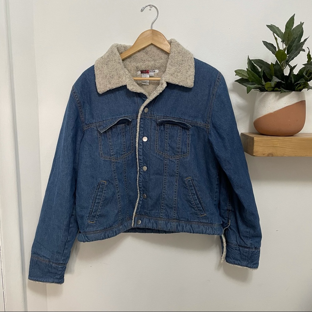 Vintage 90s Style Denim Jacket | Sherpa Lined